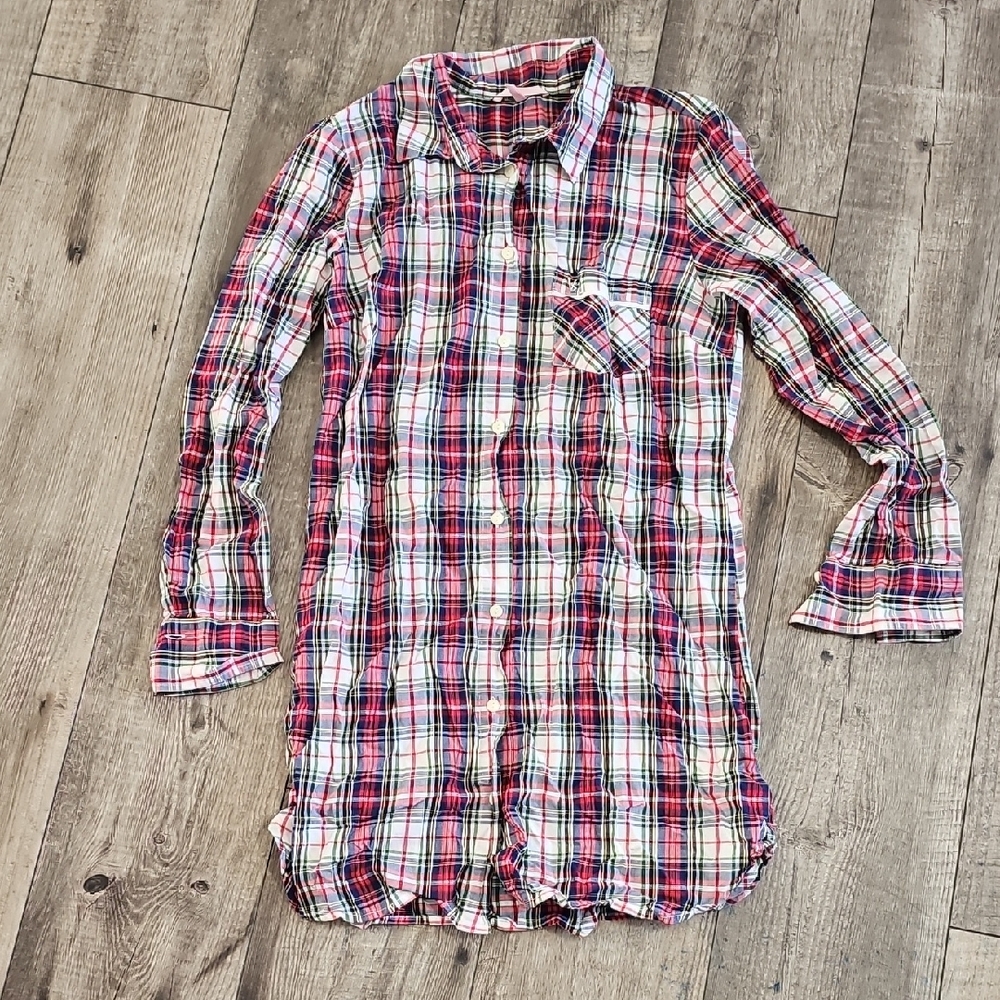 Victoria Secret Plaid Sleepwear Nightshirt Long Sleeve